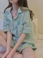 2 Piece Loose Mint Green Short Pajama Set Womens Lingerie